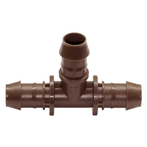 Barbed drip tee connector for irrigation tubing connections