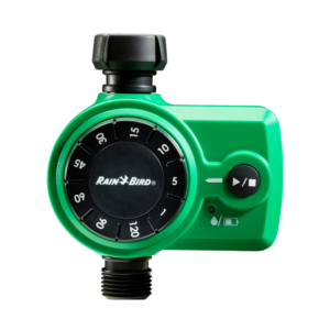 Hose end timer with dial programming and automatic shutoff