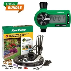 Garden hose timer with drip irrigation kit for landscape watering